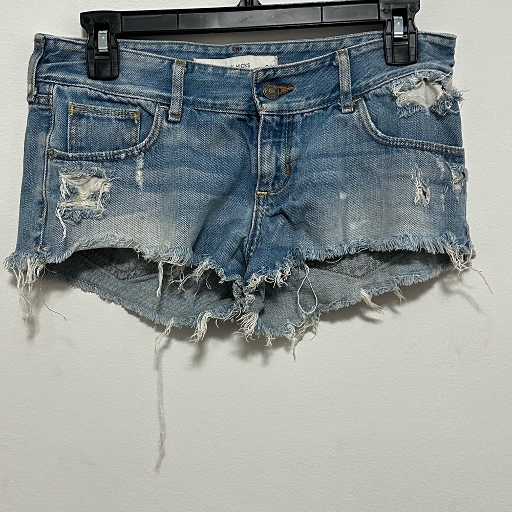 Distressed Blue Denim Shorts
